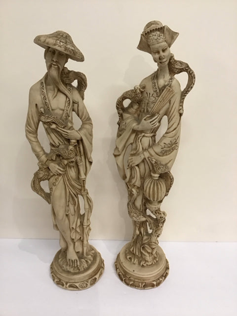 Pair Vtg Man/Woman Asian Figurines
