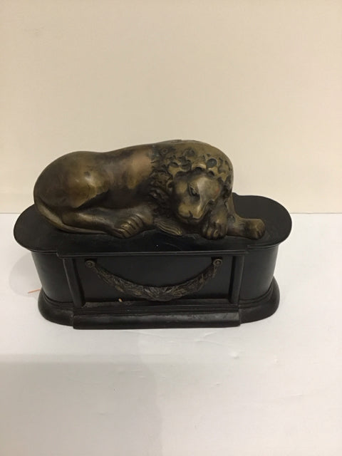 9" Bronze Lion on Black Stand