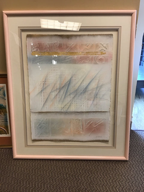 34x48 Framed Mixed Media Abstract on Paper