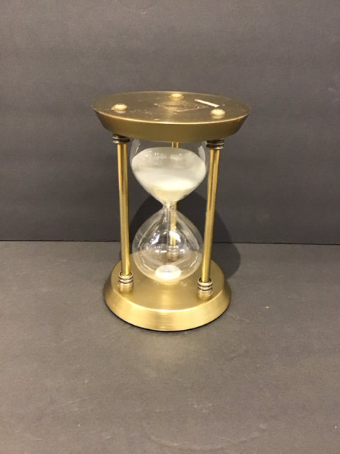 Gold Tone Hourglass w/White Sand