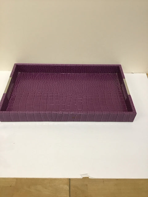 Purple Faux Croc Tray w/Metal Handles