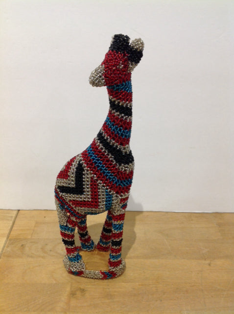 12" Giraffe Red/Blue/Silver Beads