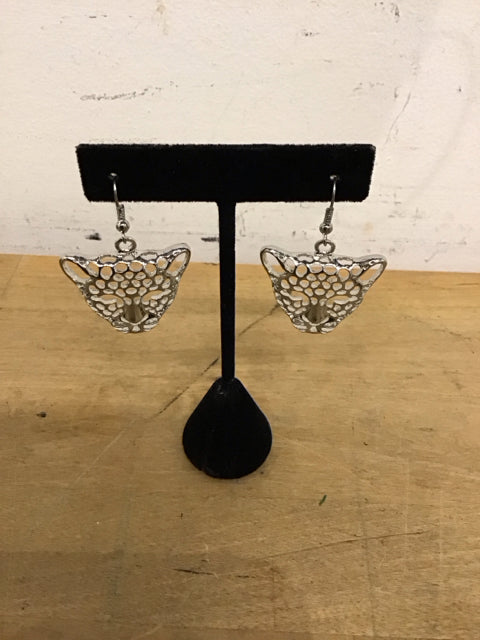 Silvertone Leopard Earrings