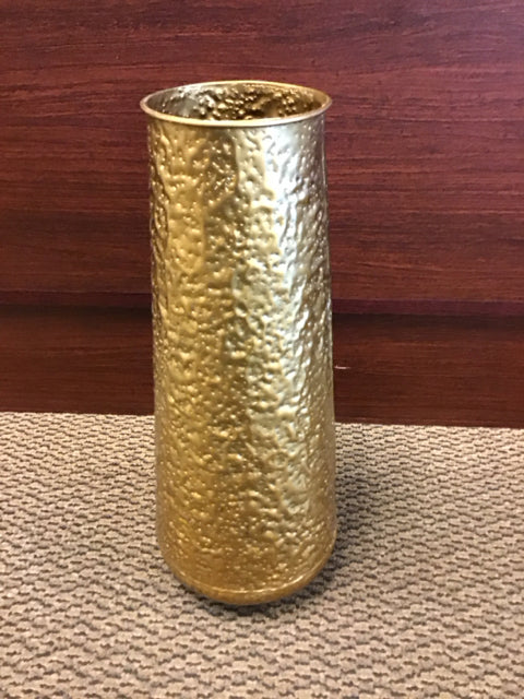 16.5" Gold Hammered Metal Vase