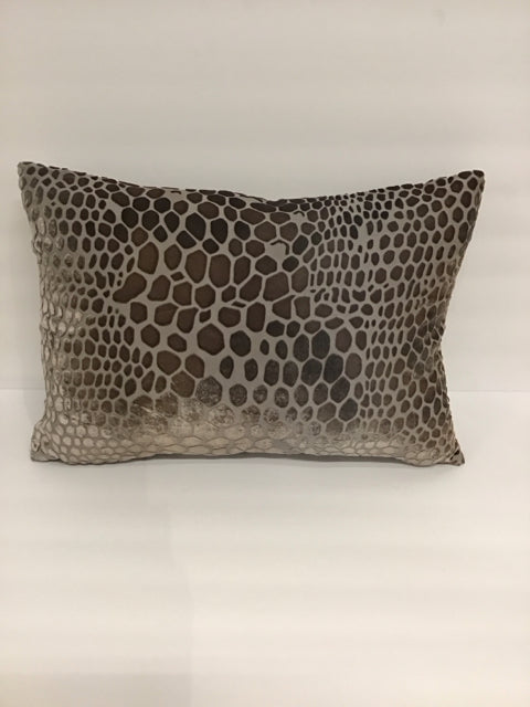 Brown Velvet Animal Print Lumbar Pillow