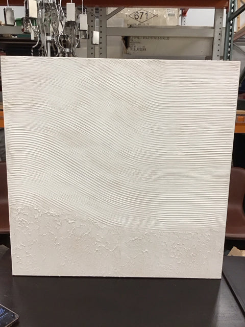 30" Sq. Cream Textured Abstract Canvas Art