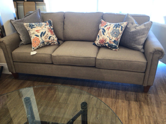 La-Z-Boy Light Grey Fabric Three Seat Rolled Arm Sofa