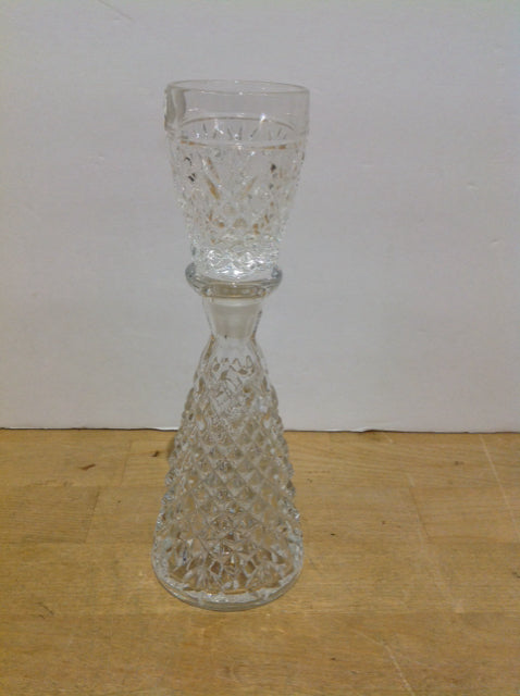 7.5" Carved Crystal Decanter w/Shot Glass