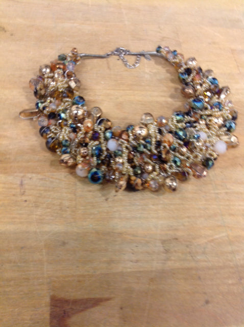 Necklace- Gold Mutli Beaded Stones