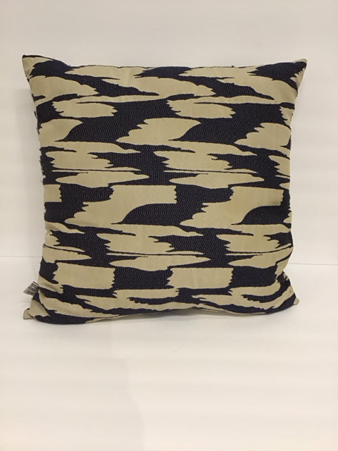 Cream Color Pillow w/Blue Abstract Design