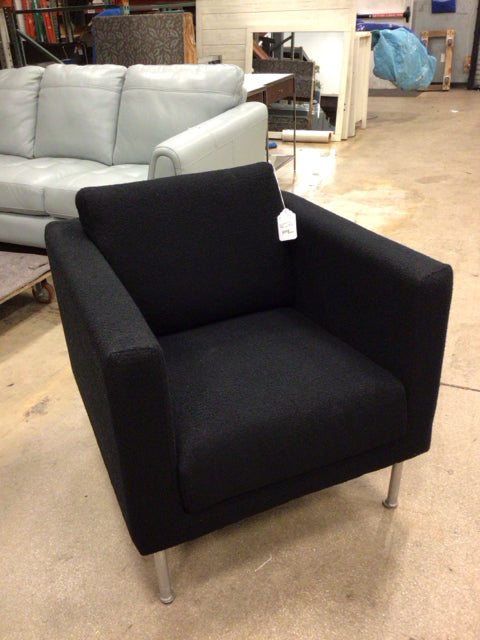 Black Upholstered Square Arm Chair