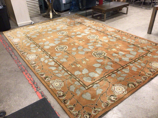13'6" X 9'5"  Orange Floral Pattern Rug