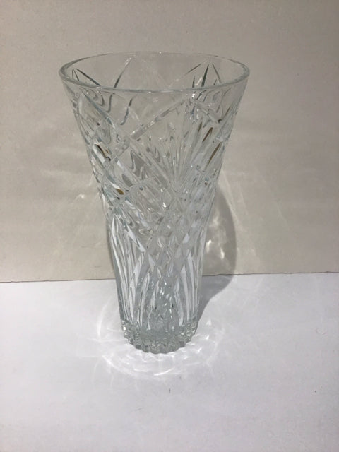 12" Carved Glass Vase
