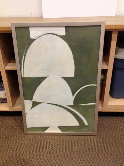 25x37 Green Abstract Mixed Media on Canvas