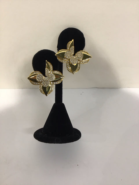 Louis Vuitton Style Gold Flower Earrings