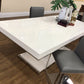 39 1/2" X 85 1/2" White Lacqured & Chrome Trim Dining Table