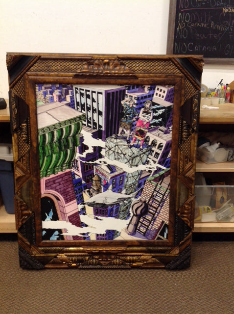 40x50  Framed New York City w/Shark Yves Martin