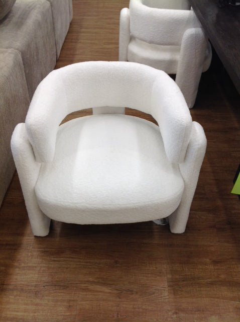White Boucle Accent Chair