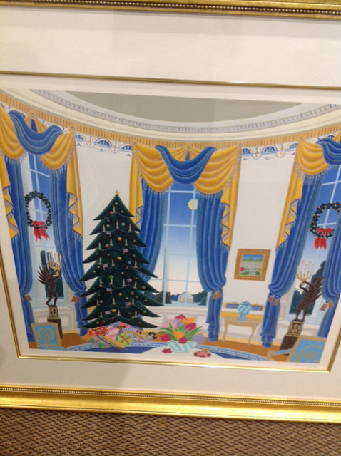 42" X 46" Signed Mcknight White House Blue Room