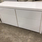 AS-IS White Lacqured Six Drawer Dresser(Bottom Corner Damage)