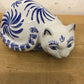7" L Blue & White Cat Figurine