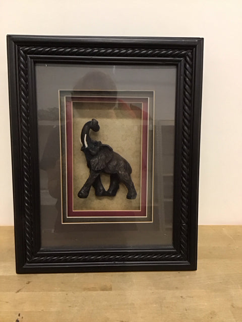 17x13 Resin Elephant in Shadow Box Frame