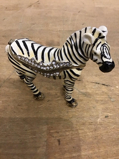 Zebra Rhinestone Trinket Box