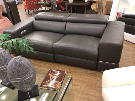 City Furniture Dante Grey Leather Power Reclining Love Seat