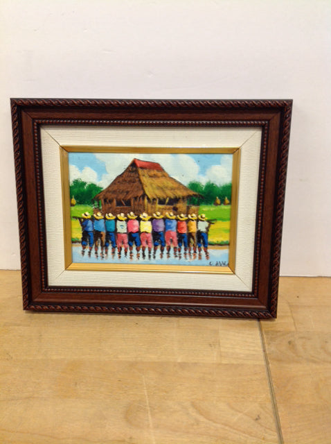 10.5x8.5 Framed Philipino "Bayarihan" Painting