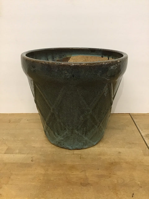 13.5"Rd x 12"H Dark Blue Enamel Pottery Planter
