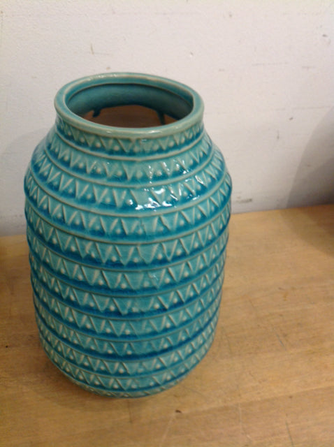 Vase- 9" Aqua Ceramic