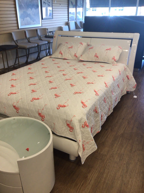 White Lacqured Queen Platform Bed