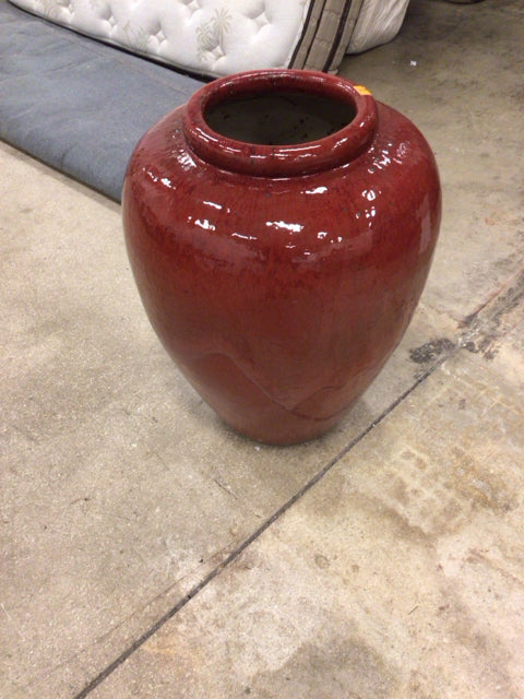 25 1/4" Red Ceramic Planter