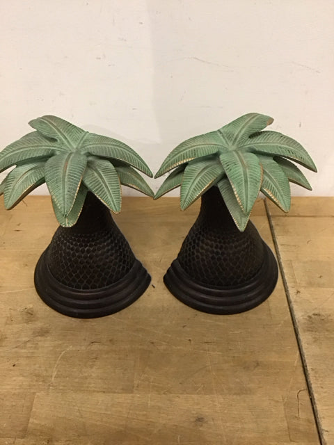 Pair Of 7" Palm Tree Resin Bookends