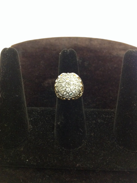 Gold Bubble Ring w/Crystals