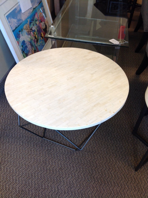 28"Rd 18"H West Elm Bone Inlay Coffee Table