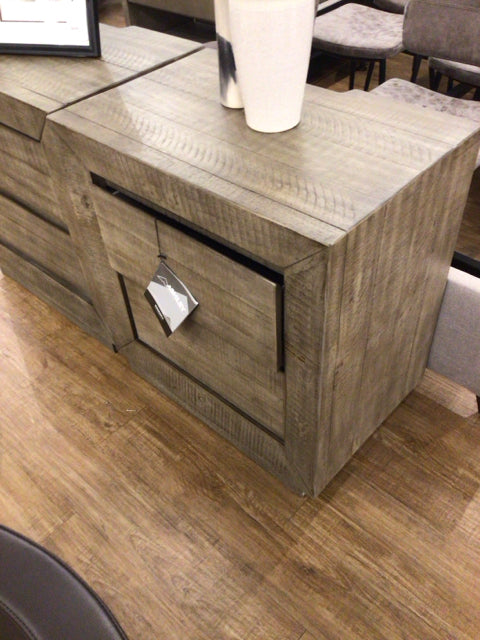 Grey Rustic 2 Drawer Nightstand