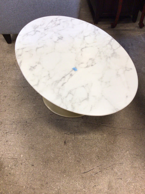 Oval Marble Top Gold Base Coffee Table