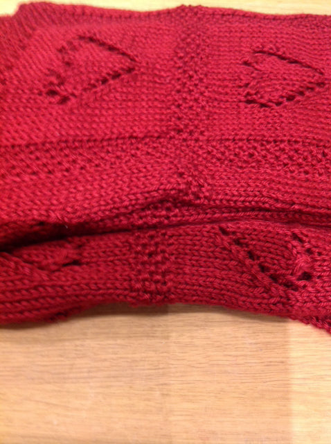 Throw- Red Knitted Hearts