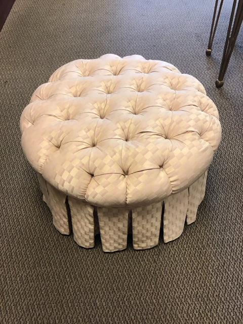 Button Tufted Rd Upholstered Ottoman AS-IS Shows Wear