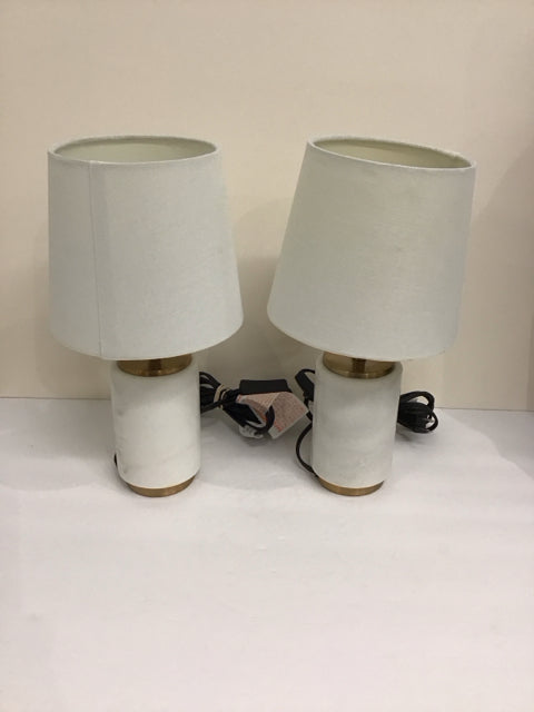 14" Pair Marble Pillar Desk Lamps