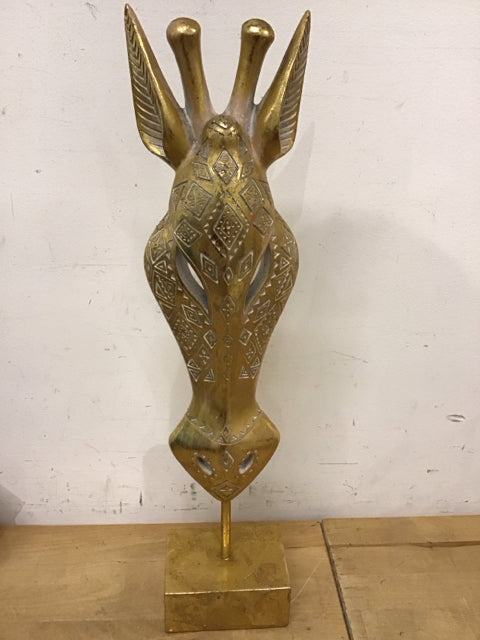18" Goldtone Giraffe Head Sculpture