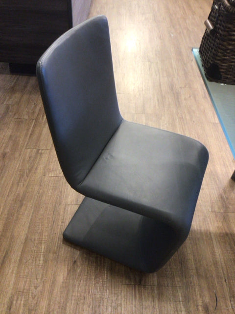 Pair Of Bonaldo Grey Leather Dining Chairs