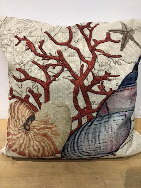 16" Coral Print Pillow