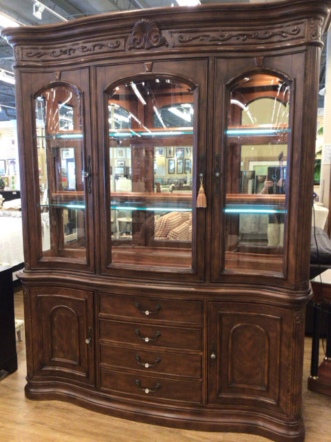Michael Amini Two PC Wood & Glass China Cabinet