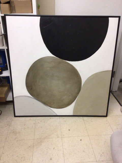 48" Square Black Framed Circle Print On Canvas
