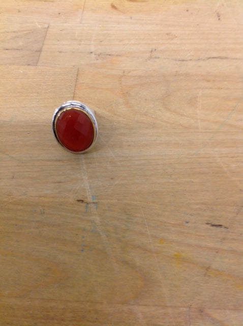 Ring- Silver Amber Stone