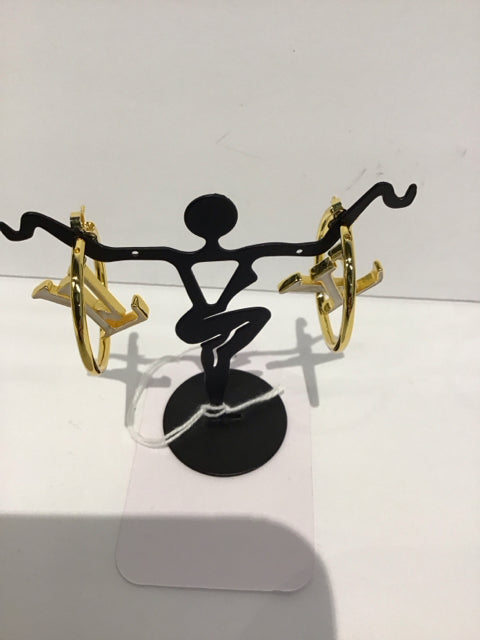 Louis Vuitton Style Gold/Enamel Hoop Earrings