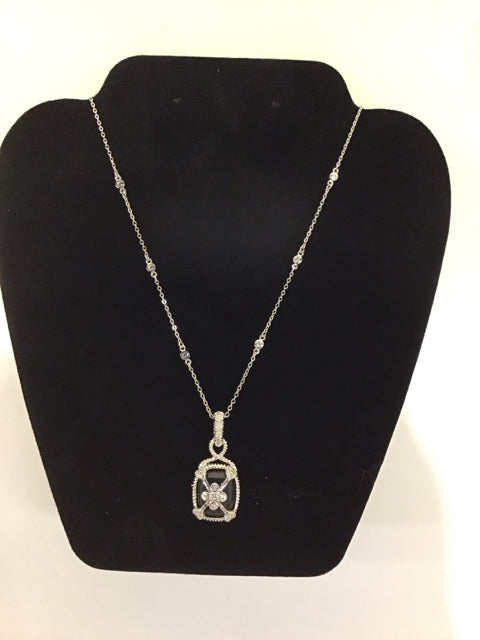 Silver Necklace w/Black Stone Silver Pendant