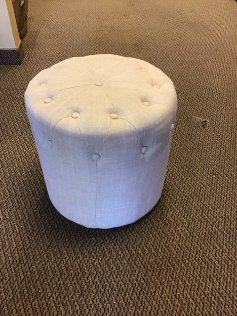 Tan Upholstered Button Tufted Ottoman